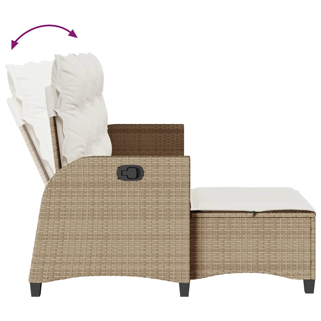 3-tlg. Garten-Sofagarnitur mit Kissen L-Form Beige Poly Rattan